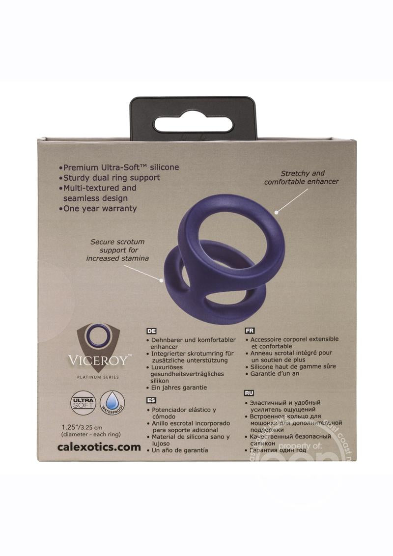 Viceroy Dual Ring Silicone Cock Ring- Blue