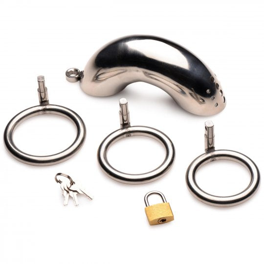 Master Series Forged Captor Locking Stainless Steel Chasity Cage