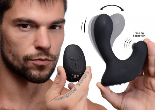 Alpha-Pro 10X Pulse- Taint Tapping Silicone Prostate Stimulator with Remote