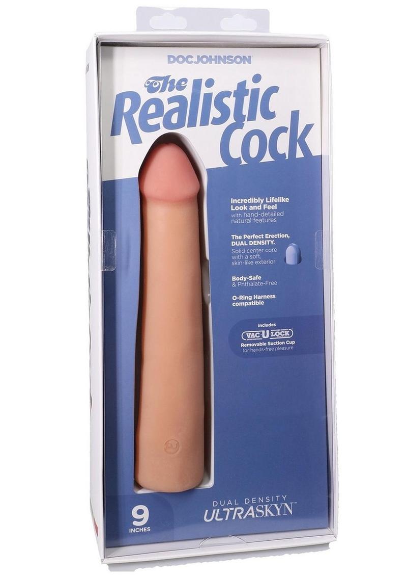 The Realistic Cock Ultraskyn Removable Vac-U-Lock Suction Cup 9in-Vanilla