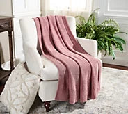 Barefoot Dreams Cozy Chic 45 x 60 Stacked Rib Border Blanket Terra