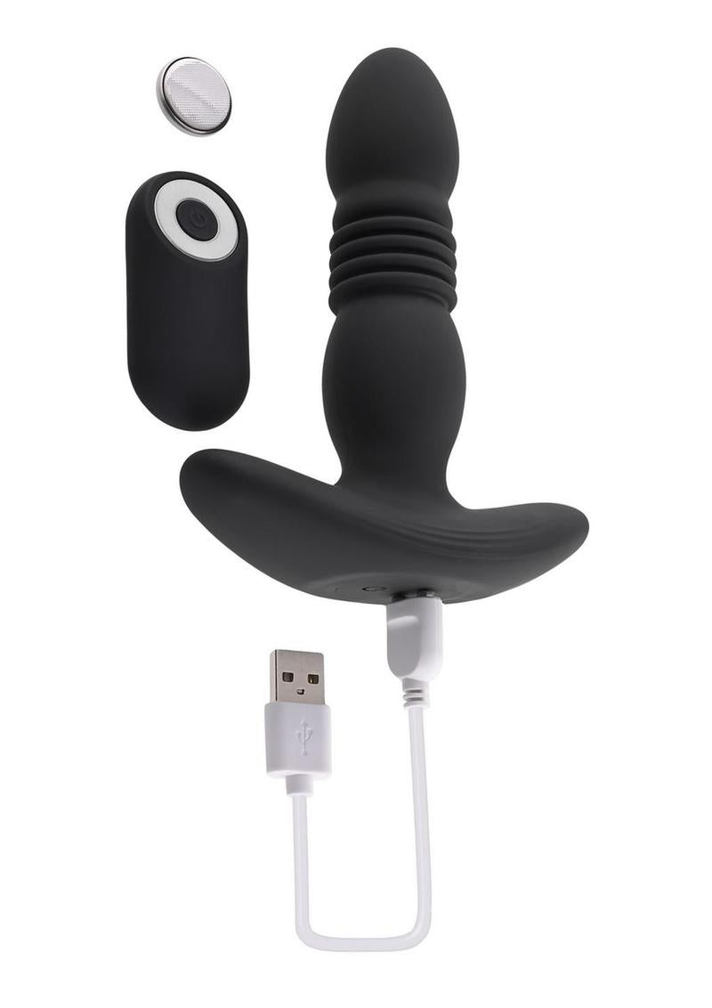 Playboy Trust the Thrust Rechargeable Silicone Thrusting Anal Plug with Remote