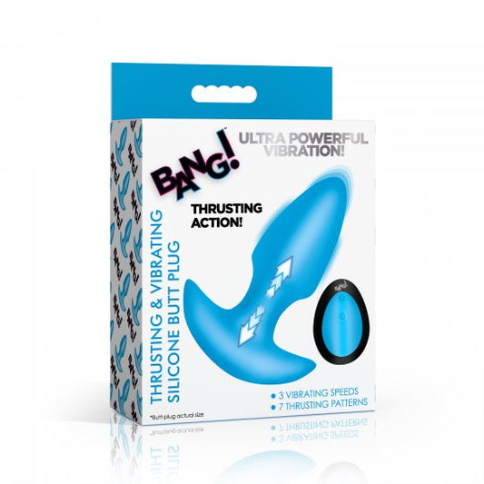 Bang Thrusting and Vibrating Silicone Butt Plug with Remote (Choose Color)