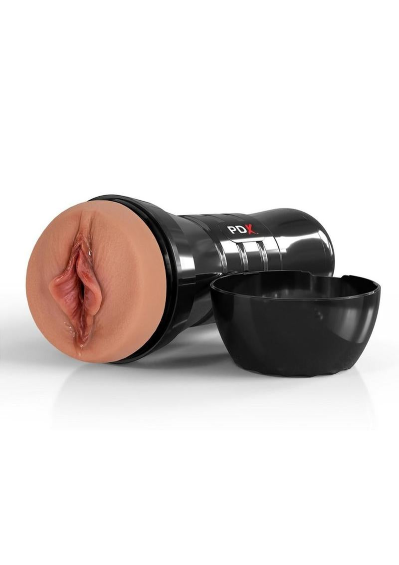 PDX Extreme Wet Pussies Super Luscious Lips XXL Self Lubricating Stroker- Caramel