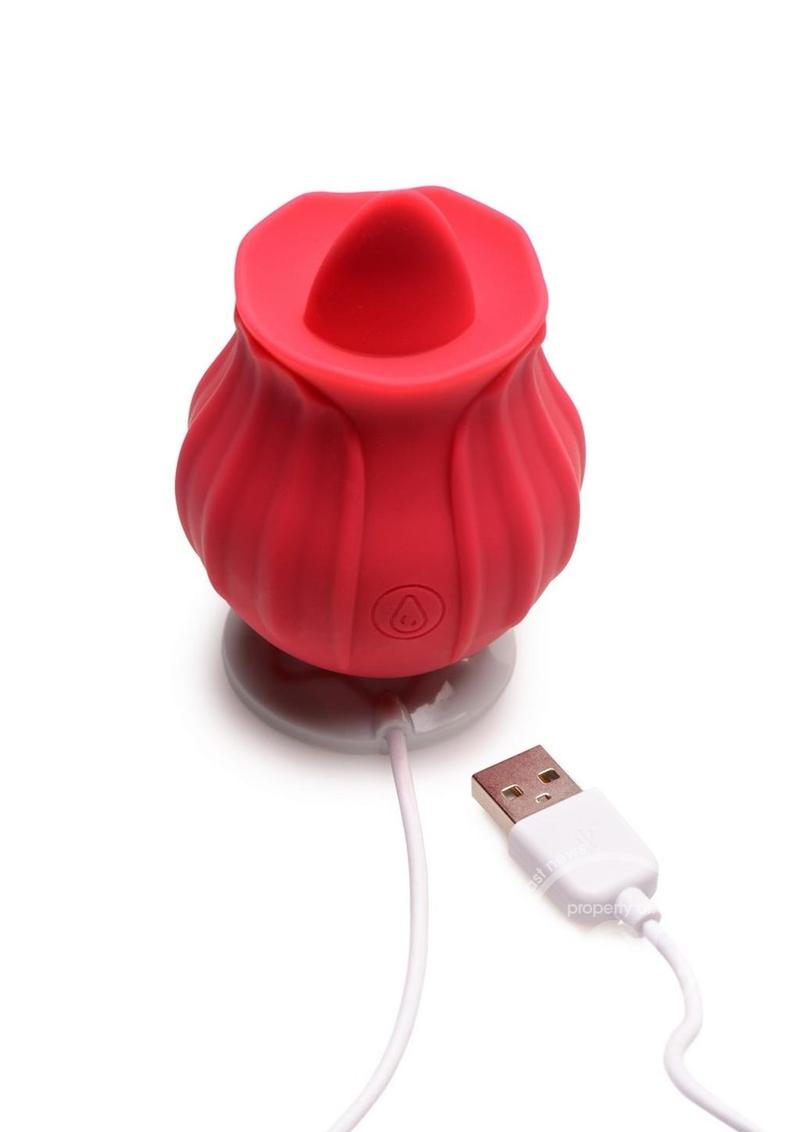 Inmi Bloomgasm Wild Violet Rechargeable Silicone 10X Licking Stimulator- Red