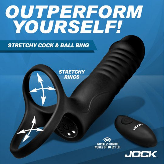 Jock Double Thrust Thrusting and Vibrating Double Penetration C-Ring w/Remote