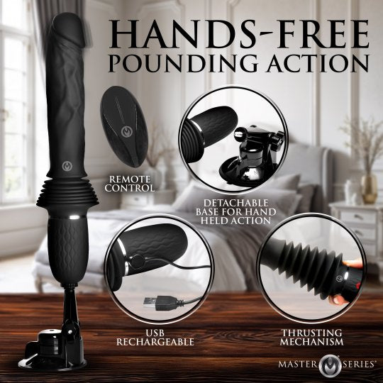 Ultimate Power Pounder Vibrating & Thrusting Dildo w Remote