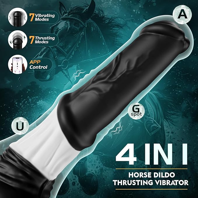 Thrusting & Vibrating Horse Dildo 11.8”