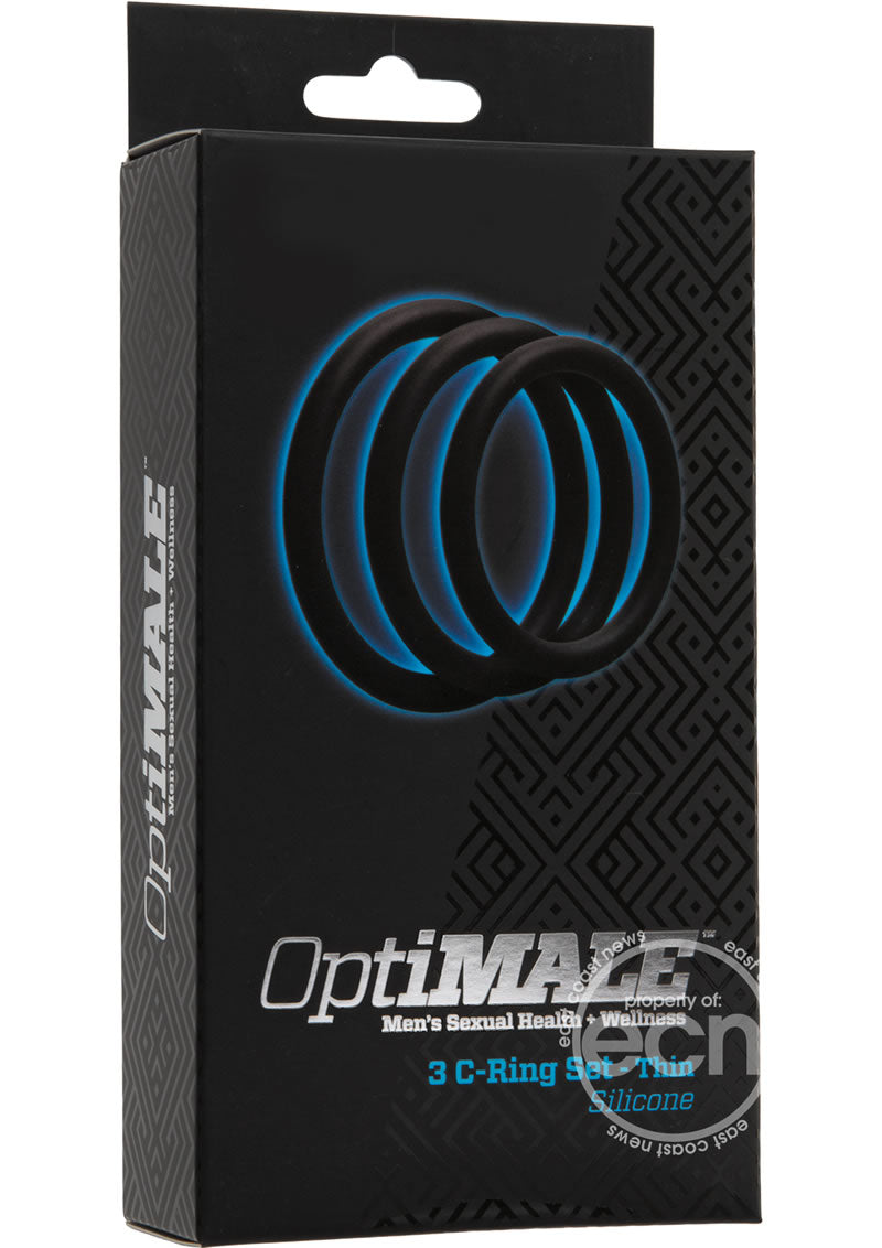 Optimale 3 C-Ring Set Silicone Cock Ring Thin (3 Piece Kit) Black