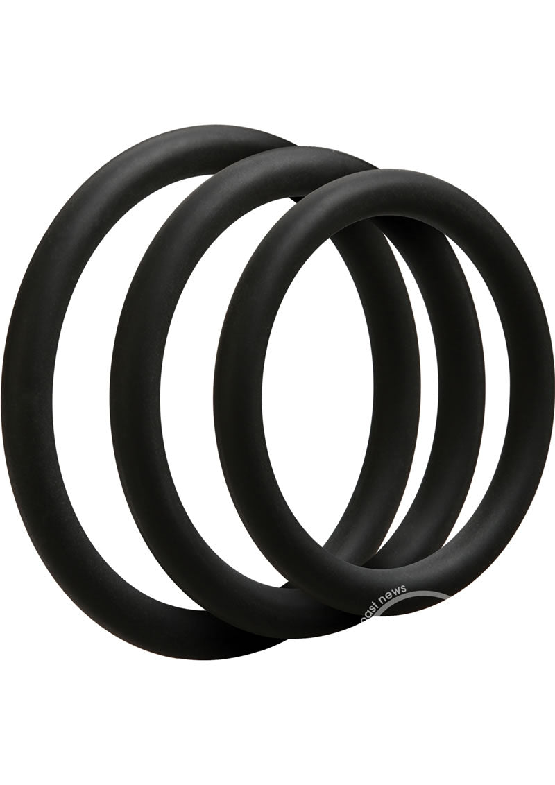 Optimale 3 C-Ring Set Silicone Cock Ring Thin (3 Piece Kit) Black