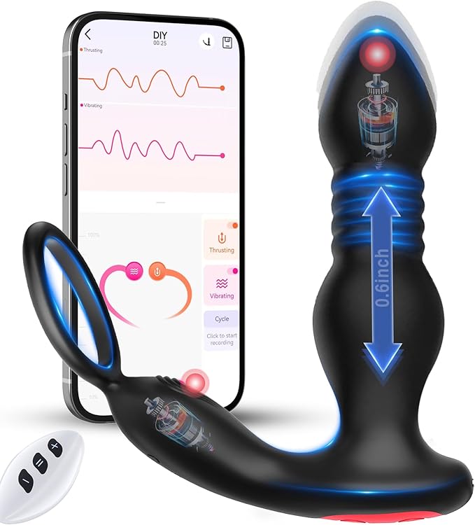 Belsar 4 in 1 Vibrating and Thrusting Anal Vibrator with Cock Ring