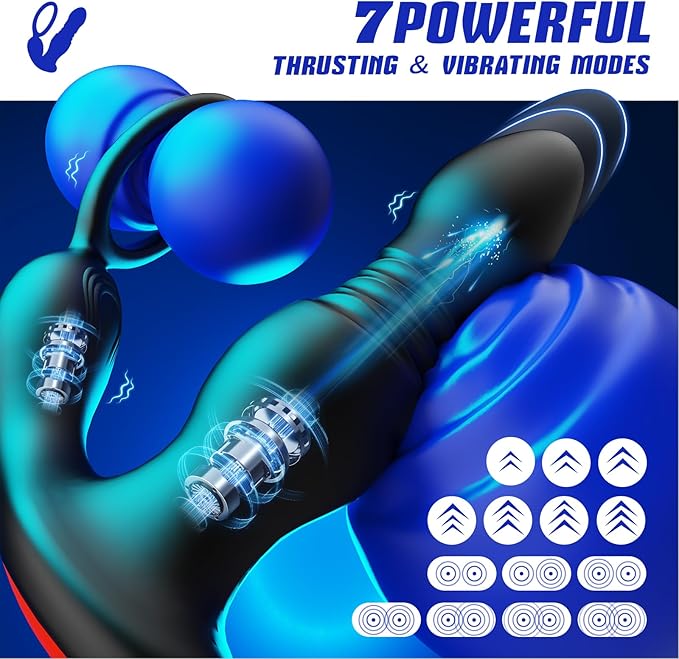 Belsar 4 in 1 Vibrating and Thrusting Anal Vibrator with Cock Ring