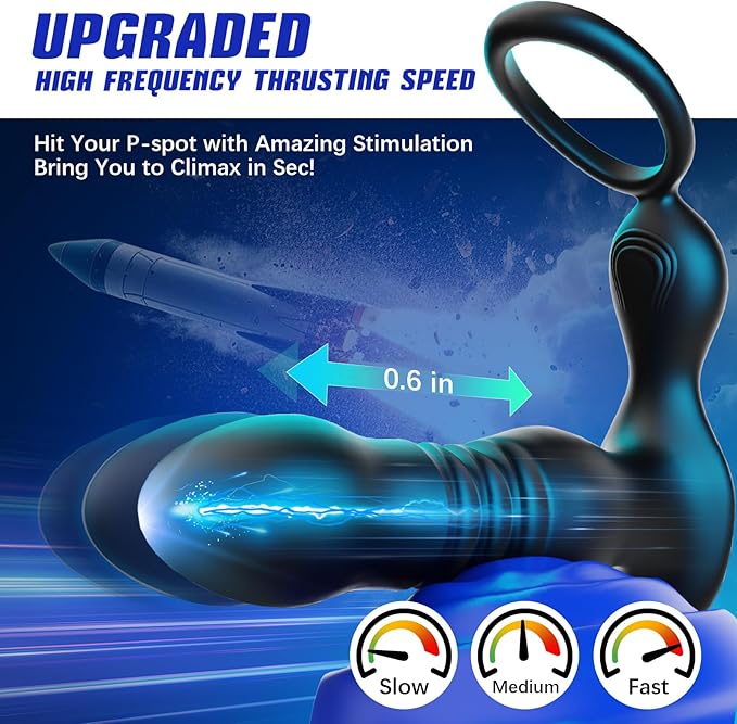 Belsar 4 in 1 Vibrating and Thrusting Anal Vibrator with Cock Ring