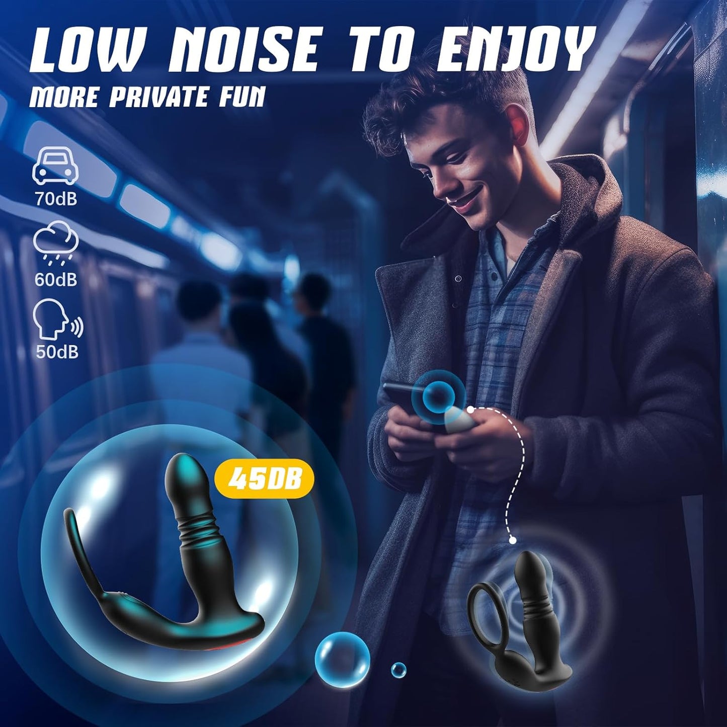 Belsar 4 in 1 Vibrating and Thrusting Anal Vibrator with Cock Ring