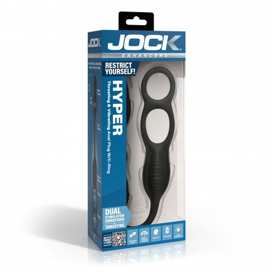 Jock Hyper Thrusting and Vibrating Anal Plug with C-Ring