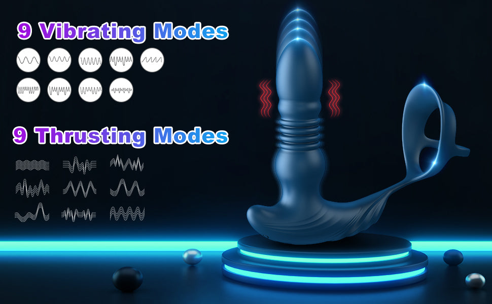 Krumppo 3 in 1 Vibrating and Thrusting Anal Vibrator with Cock RIng
