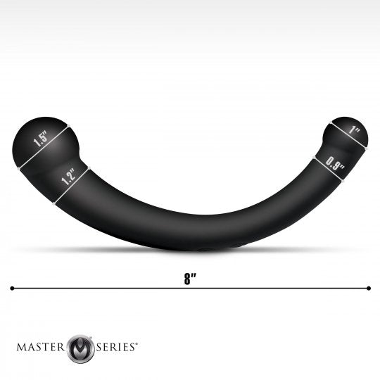 Master Series 10X Vibra-Crescent Vibrating Silicone Dual Ended Dildo-Black