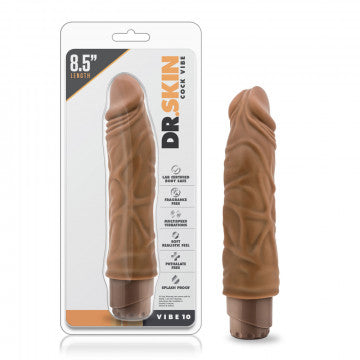Dr. Skin Cock Vibe 10- 8.5 inch Vibrating Cock-Mocha