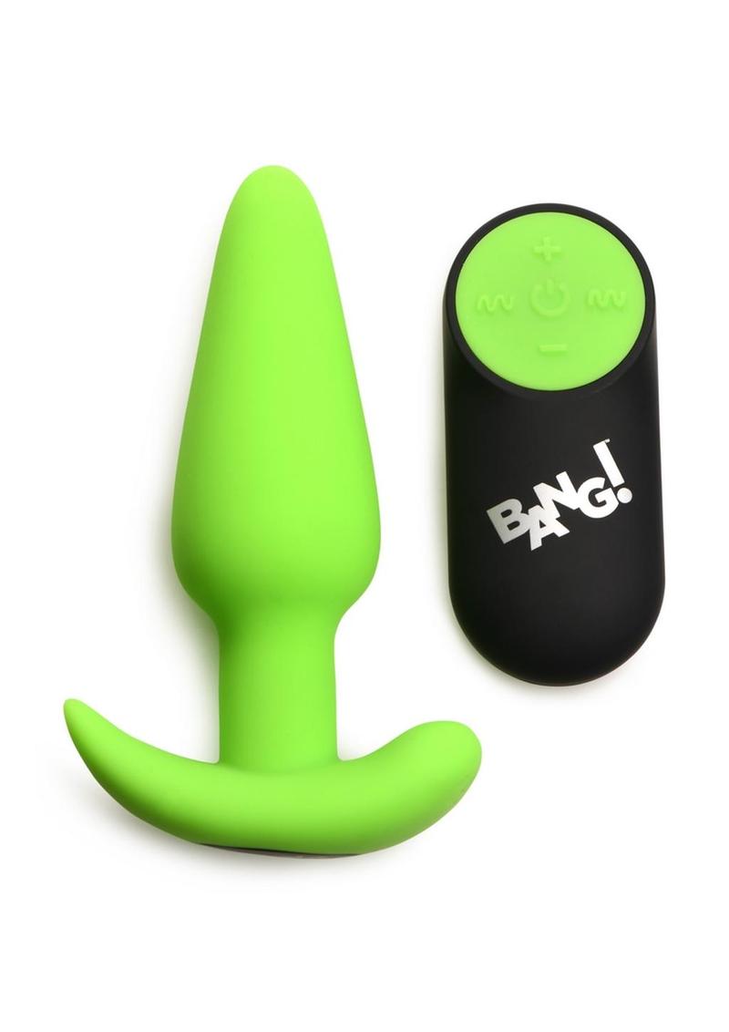 Bang! 21X Glow in The Dark Rechargeable Silicone Butt Plug-Green