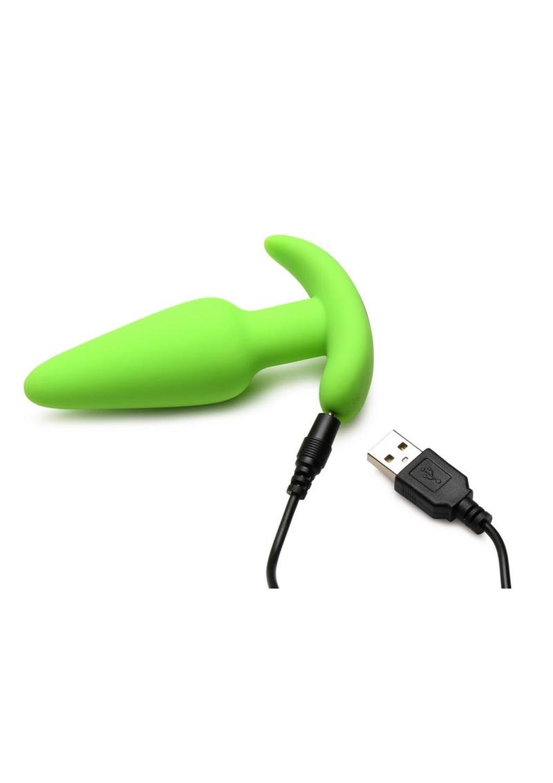 Bang! 21X Glow in The Dark Rechargeable Silicone Butt Plug-Green