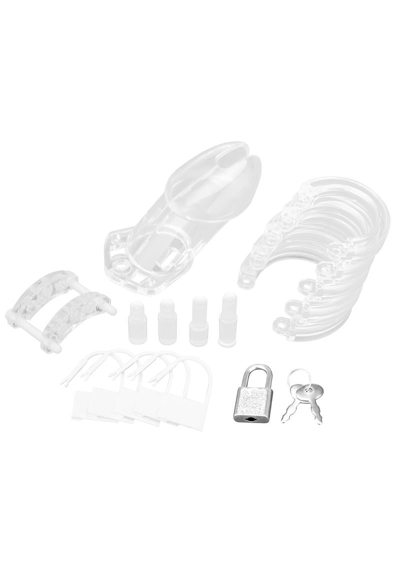 Blue Line Acrylic See-thru Chastity Cage- Clear