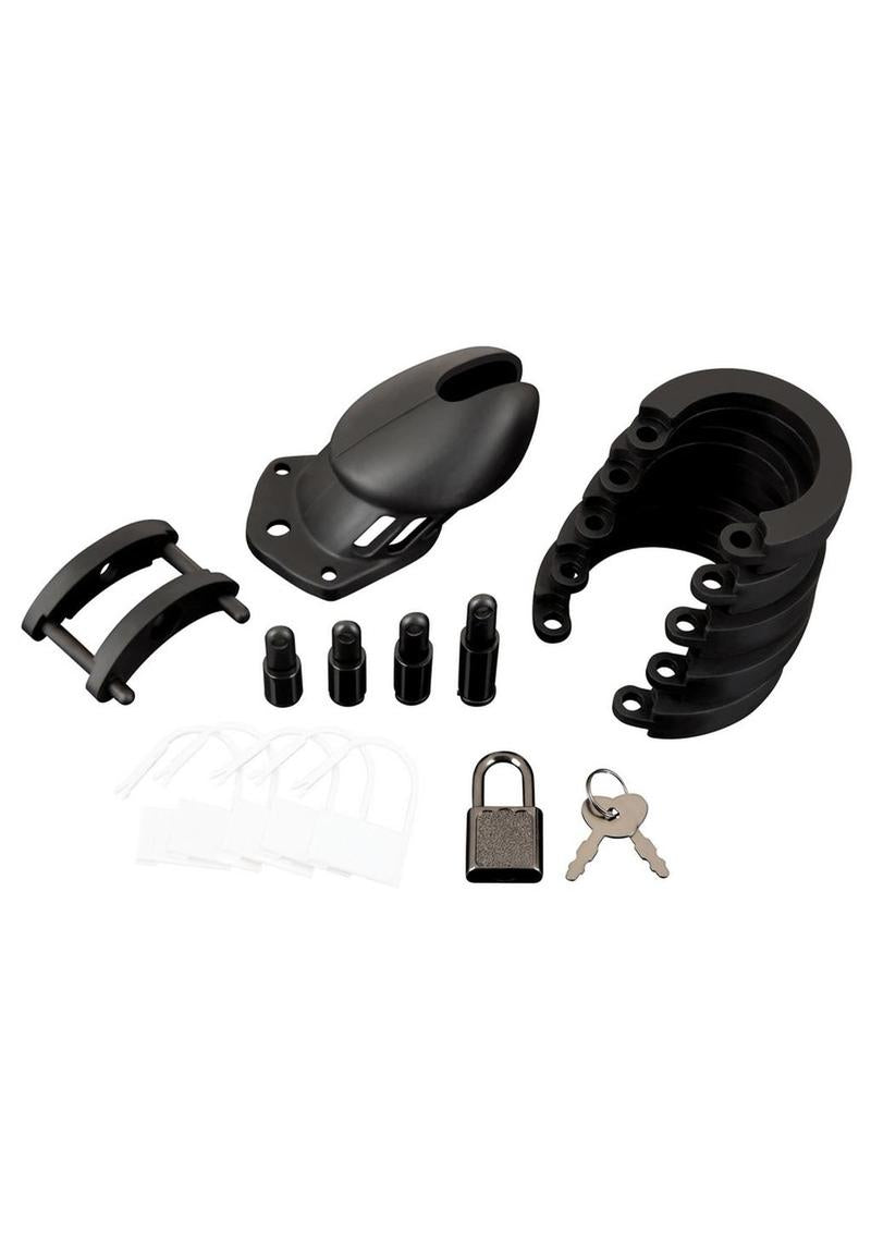 Blue Line Silicone Chastity Cage- Black