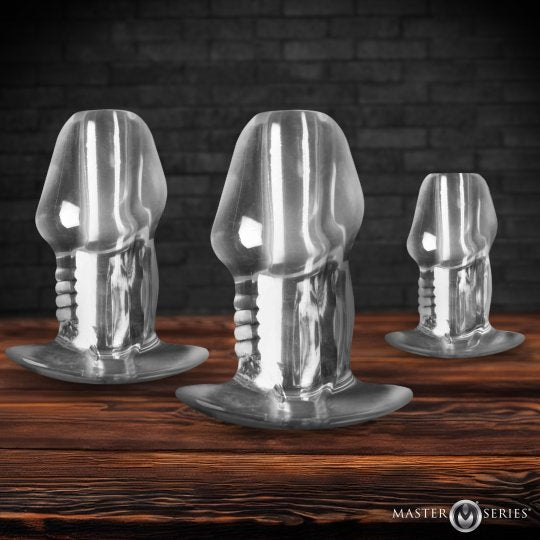 Master Series Dicked Clear Hollow Anal Plug (Choose Size)