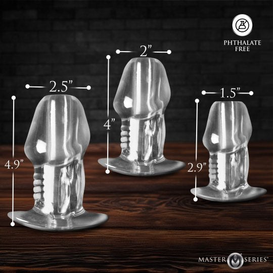 Master Series Dicked Clear Hollow Anal Plug (Choose Size)