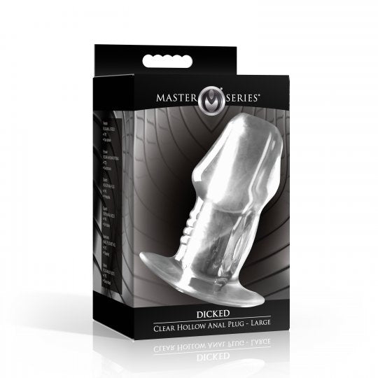 Master Series Dicked Clear Hollow Anal Plug (Choose Size)