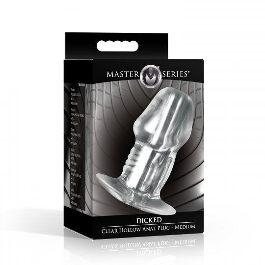 Master Series Dicked Clear Hollow Anal Plug (Choose Size)
