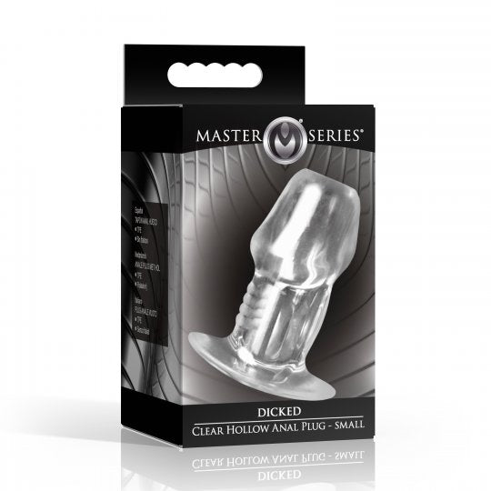 Master Series Dicked Clear Hollow Anal Plug (Choose Size)