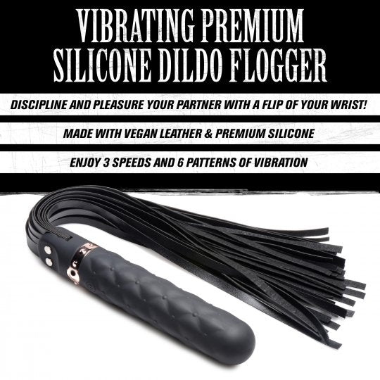 Master Series 9X Vibrating Silicone Dildo Flogger