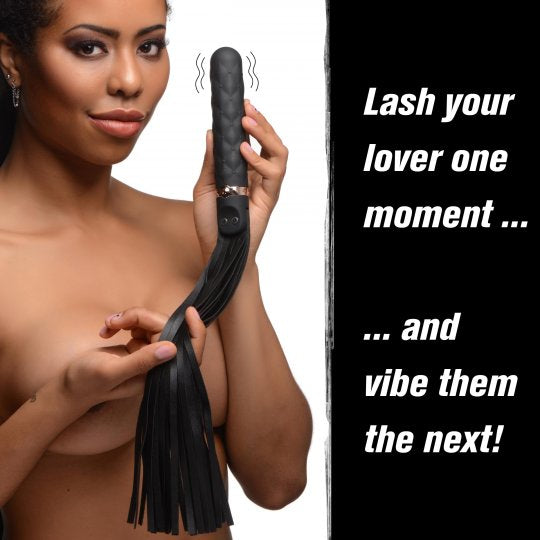 Master Series 9X Vibrating Silicone Dildo Flogger