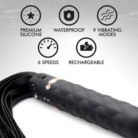Master Series 9X Vibrating Silicone Dildo Flogger
