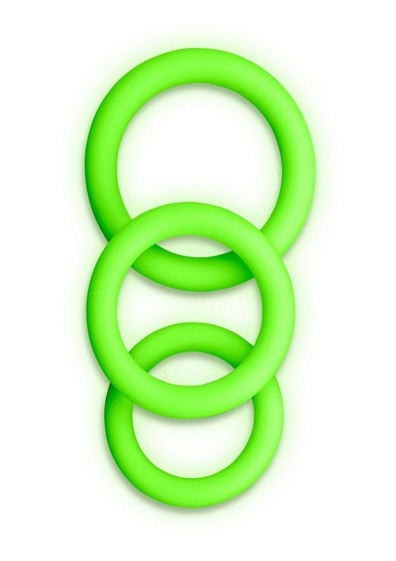 Ouch! Cock Ring Silicone Set (3pc) Glow in the Dark