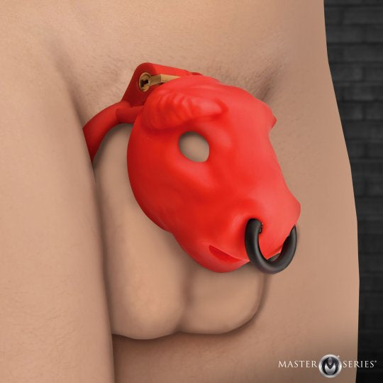 Master Series Bull Chastity Cage- Red