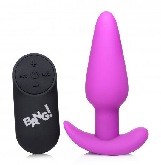 Bang Remote Control 21X Vibrating Silicone Butt Plug- Purple