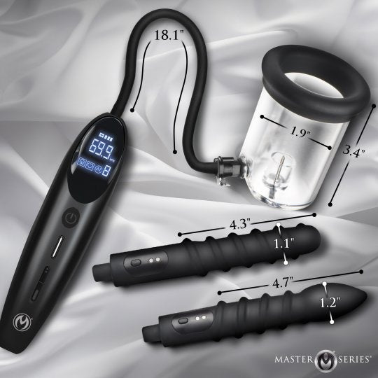 Master Series Rosebud Driller Deluxe Set Vibrating Silicone Rosebud Pump
