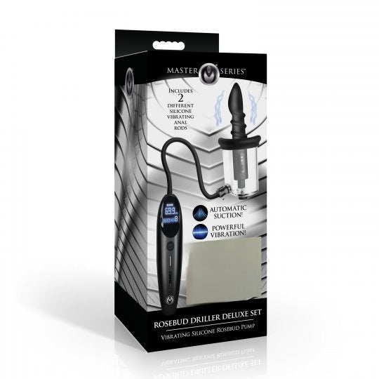Master Series Rosebud Driller Deluxe Set Vibrating Silicone Rosebud Pump