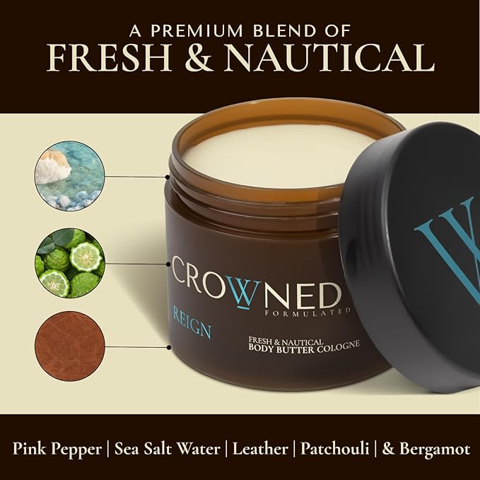 Crowned Fresh & Nautical Body Butter Cologne 4.4oz (Choose Scent)