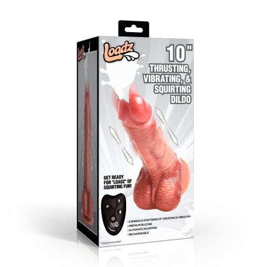 Loadz 10” Thrusting, Vibrating, and Squirting Dildo