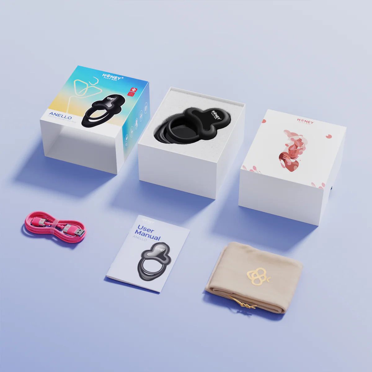 Honey Play Box ANELLO App Control Vibrating Double Cock Ring