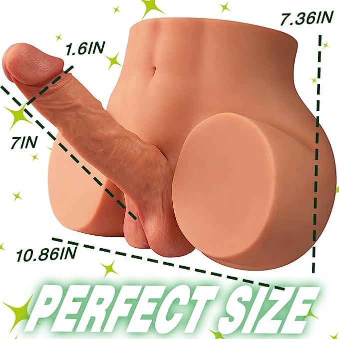 Goyha 10.5LB 2 in 1 Male Torso Sex Doll with Dildo and Balls (Choose Color)