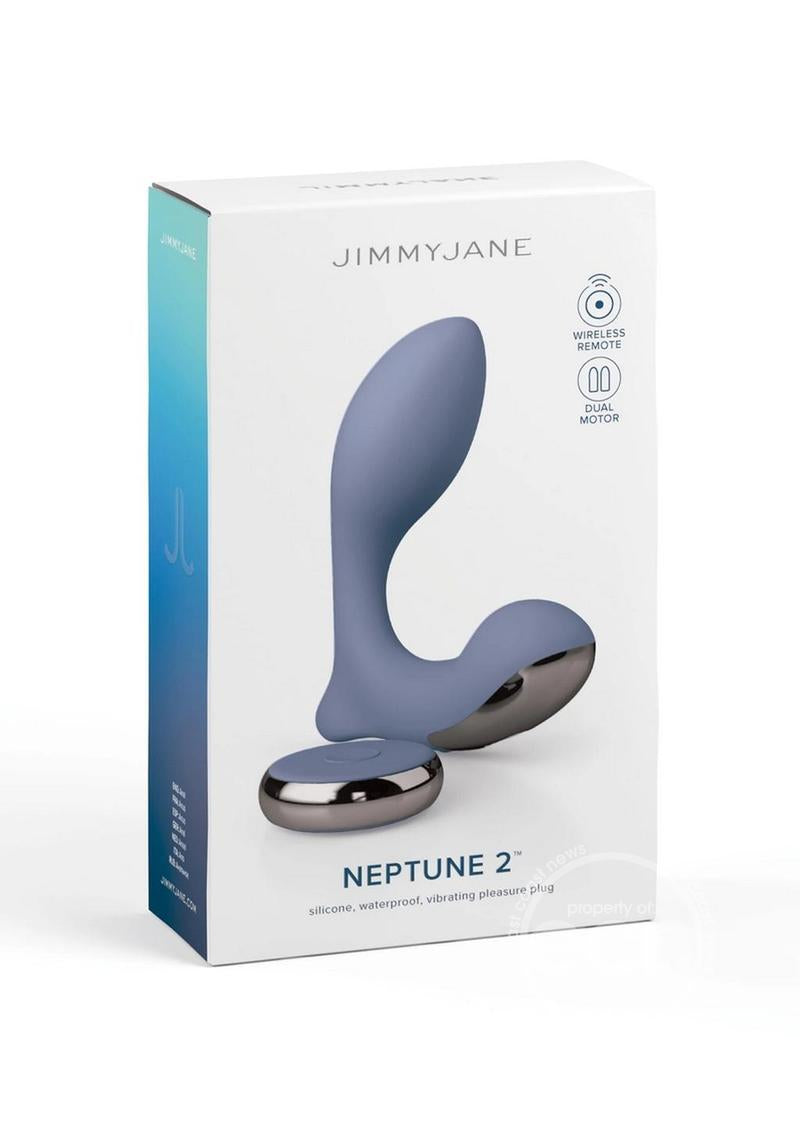 Jimmyjane Neptune 2 Rechargeable Silicone Dual Vibrating P-Spot Massager-Blue