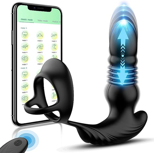 Krumppo 3 in 1 Vibrating and Thrusting Anal Vibrator with Cock Ring