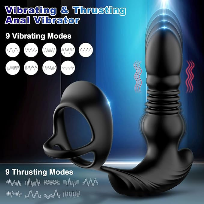 Krumppo 3 in 1 Vibrating and Thrusting Anal Vibrator with Cock Ring