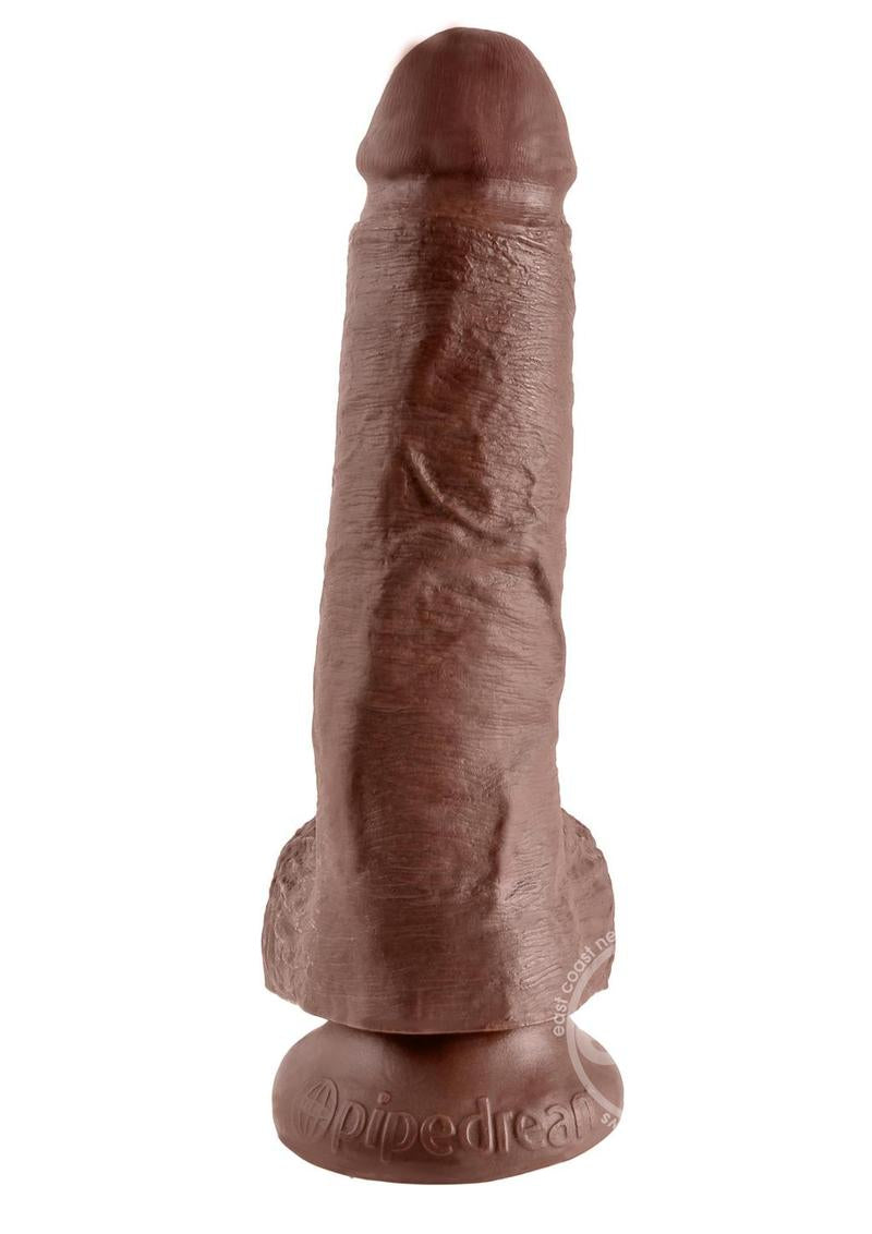 King Cock Dildo with Balls-Chocolate (Choose Size)