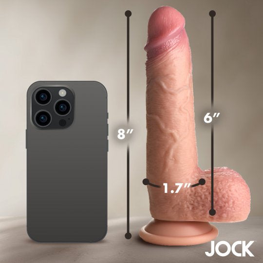 Jock 8 Inch Real Skin Silicone Dildo with Balls- Medium