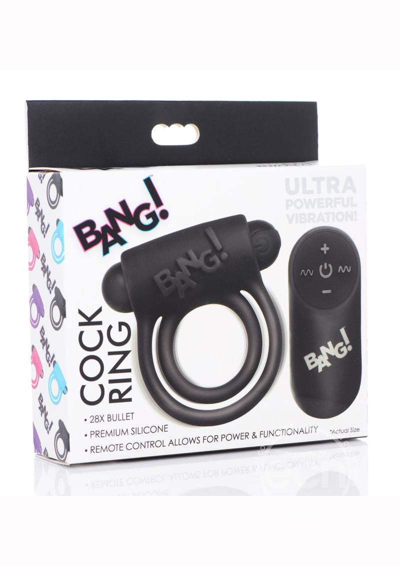 Bang! Silicone Rechargeable Cock RIng and Bullet with Remote Control