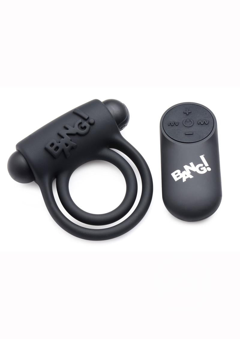 Bang! Silicone Rechargeable Cock RIng and Bullet with Remote Control